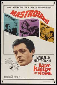 3t526 LADYKILLER OF ROME 1sh '61 L'assassino, Marcello Mastroianni, today's most exciting star!