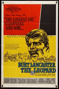 3t553 LEOPARD 1sh '63 Luchino Visconti's Il Gattopardo, cool art of Burt Lancaster!