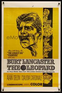 3t554 LEOPARD military 1sh '63 Luchino Visconti's Il Gattopardo, cool art of Burt Lancaster!