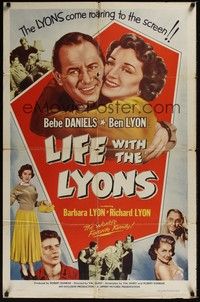 3t557 LIFE WITH THE LYONS 1sh '54 Bebe Daniels, Ben Lyon, Barbara Lyon, Richard Lyon!