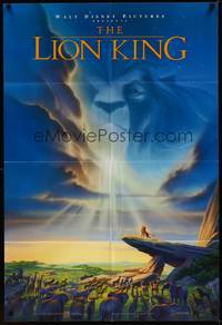 3t563 LION KING 1sh '94 classic Disney cartoon set in Africa, cool image of Mufasa in sky!