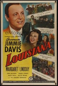3t584 LOUISIANA 1sh '47 Governor Jimmie Davis & pretty Margaret Lindsay!