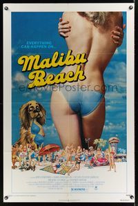 3t601 MALIBU BEACH 1sh '78 great image of sexy topless girl in bikini on famed California beach!