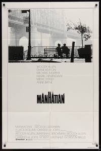 3t611 MANHATTAN style B 1sh '79 classic image of Woody Allen & Diane Keaton by bridge!