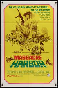 3t620 MASSACRE HARBOR 1sh '69 hit & run heroes from TV's Rat Patrol on big screen!