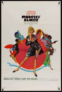 3t627 MODESTY BLAISE 1sh '66 Bob Peak art of sexiest female secret agent Monica Vitti!