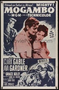 3t628 MOGAMBO 1sh R60s Clark Gable, Grace Kelly & Ava Gardner in Africa, directed by John Ford!