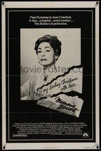 3t629 MOMMIE DEAREST 1sh '81 great portrait of Faye Dunaway as legendary actress Joan Crawford!
