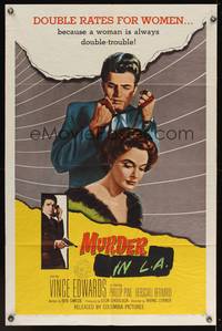 3t640 MURDER BY CONTRACT 1sh '59 Vince Edwards prepares to strangle woman with necktie!