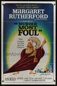 3t642 MURDER MOST FOUL 1sh '64 art of Margaret Rutherford, written by Agatha Christie!