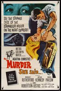 3t643 MURDER SHE SAID 1sh '61 detective Margaret Rutherford follows a strangler, Agatha Christie