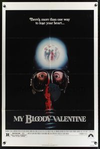 3t648 MY BLOODY VALENTINE 1sh '81 bloody gas mask, there's more than one way to lose your heart!