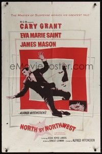 3t672 NORTH BY NORTHWEST 1sh R62 Cary Grant, Eva Marie Saint, Alfred Hitchcock classic!