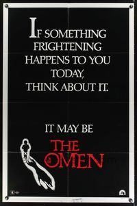 3t684 OMEN teaser 1sh '76 Gregory Peck, Lee Remick, Satanic horror, it may be!