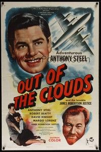 3t694 OUT OF THE CLOUDS 1sh '57 airplane pilot Anthony Steel, James Robertson Justice