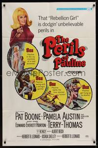 3t703 PERILS OF PAULINE 1sh '67 Rebellion Girl Pamela Austin is dodgin' unbelievable perils!