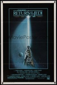 3t759 RETURN OF THE JEDI 1sh '83 George Lucas sci-fi, classic light saber artwork!