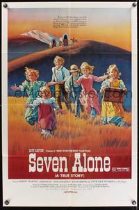 3t796 SEVEN ALONE 1sh '75 Ralph McQuarrie artwork of children in the wild west!