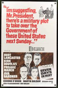 3t797 SEVEN DAYS IN MAY 1sh '64 art of Burt Lancaster, Kirk Douglas, Fredric March & Ava Gardner!