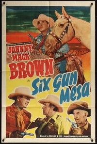 3t810 SIX GUN MESA 1sh '50 cool image of Johnny Mack Brown & horse!