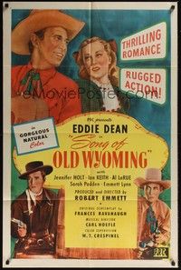3t836 SONG OF OLD WYOMING 1sh '45 Eddie Dean cowboy western musical!