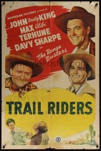 3t938 RANGE BUSTERS stock 1sh 1950s Dusty King & Max Terhune are The Range Busters, Trail Riders