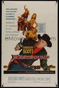 3t976 WESTBOUND 1sh '59 Randolph Scott is hellbound for glory, directed by Budd Boetticher!
