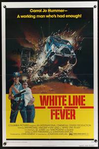 3t980 WHITE LINE FEVER style B 1sh '75 Jan-Michael Vincent, cool truck crash artwork!