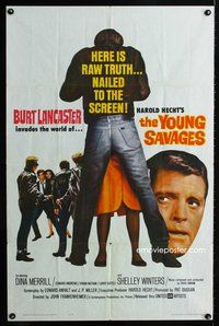 3t998 YOUNG SAVAGES 1sh '61 Burt Lancaster, John Frankenheimer, produced by Harold Hecht!