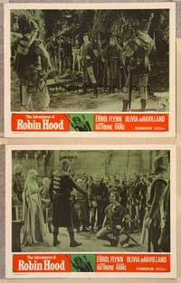 3v543 ADVENTURES OF ROBIN HOOD 2 LCs R64 Errol Flynn as Robin Hood, Eugene Pallette!