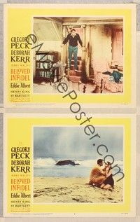 3v563 BELOVED INFIDEL 2 LCs '59 Gregory Peck as F. Scott Fitzgerald & Deborah Kerr as Sheila Graham