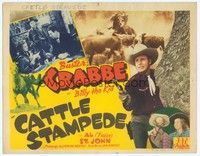 3v009 CATTLE STAMPEDE TC '43 Buster Crabbe as Billy the Kid, Fuzzy St. John, Frances Gladwin!