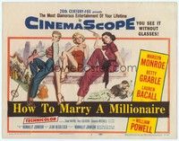 3v002 HOW TO MARRY A MILLIONAIRE TC '53 art of sexy Marilyn Monroe, Betty Grable & Lauren Bacall!