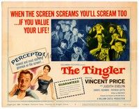 3v054 TINGLER TC '59 Vincent Price, William Castle, terrified audience, presented in Percepto!