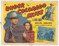 3v057 UNDER COLORADO SKIES TC '47 cowboy Monte Hale with gun protects pretty Adrian Booth!