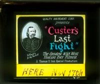 3w144 CUSTER'S LAST FIGHT glass slide R25 50th Anniversary of the Last Stand at Little Big Horn