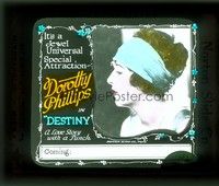 3w146 DESTINY glass slide '19 super close portrait of Dorothy Phillips, a love story with a punch!