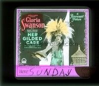 3w159 HER GILDED CAGE glass slide '22 wonderful image of Gloria Swanson in really wild outfit!