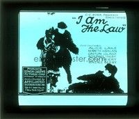 3w162 I AM THE LAW glass slide '22 Harlan & Glass fight over the same woman, James Oliver Curwood