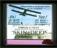 3w178 SKIN DEEP glass slide '22 WWI hero Milton Sills escapes from prison hanging on an airplane!