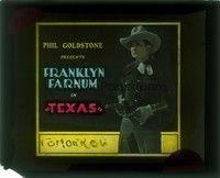 3w184 TEXAS glass slide '22 great full-length image of cowboy Franklyn Farnum with two guns!