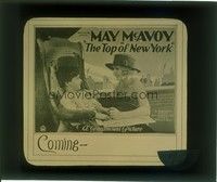 3w185 TOP OF NEW YORK glass slide '22 close up of pretty May McAvoy & her brother Pat Moore!