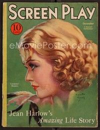 3w091 SCREEN PLAY magazine December 1932 wonderful art of Constance Bennett by Henry Clive!