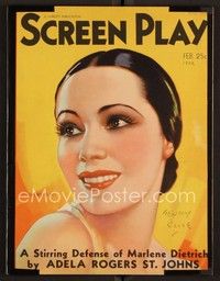 3w081 SCREEN PLAY magazine February 1932 art of beautiful Dolores Del Rio by Henry Clive!