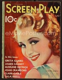3w085 SCREEN PLAY magazine June 1932 wonderful art of pretty Marian Marsh by Henry Clive!