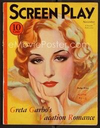 3w090 SCREEN PLAY magazine November 1932 wonderful art of pretty Madge Evans by Henry Clive!
