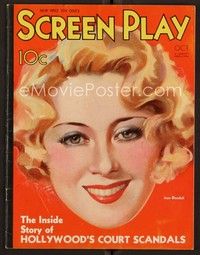 3w089 SCREEN PLAY magazine October 1932 great art of smiling Joan Blondell by Henry Clive!