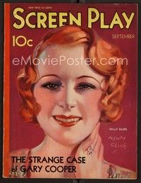 3w088 SCREEN PLAY magazine September 1932 great artwork portrait of Sally Eilers by Henry Clive!