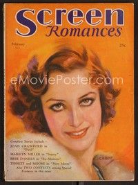 3w079 SCREEN ROMANCES magazine February 1931 art of Joan Crawford from Paid by Jules Erbit!