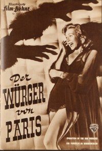 3w222 PHANTOM OF THE RUE MORGUE German program '54 Karl Malden, Medina, different horror images!